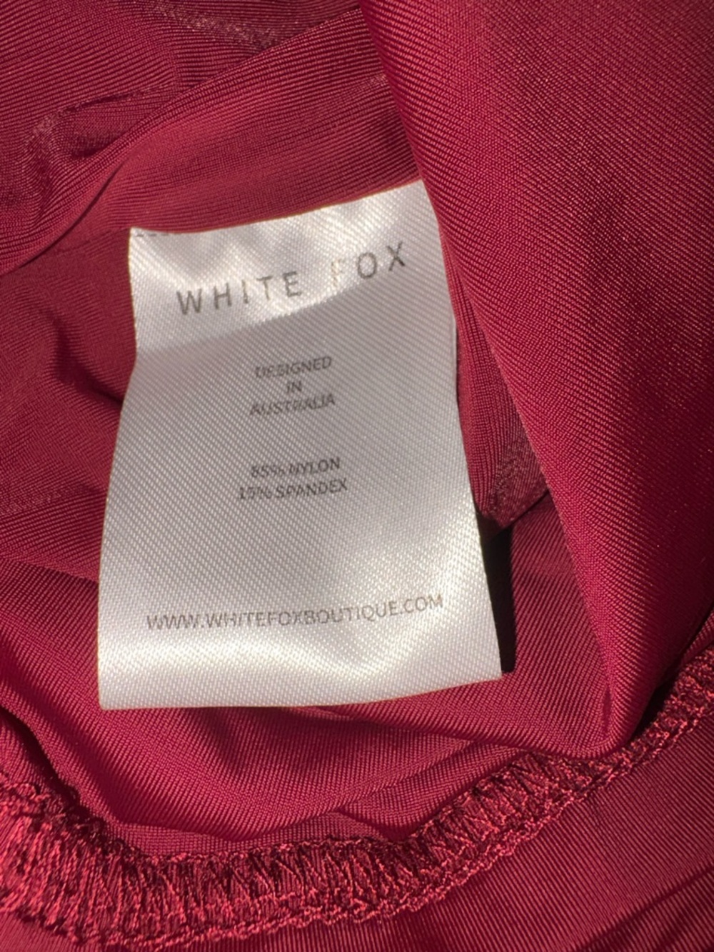 White Fox Boutique One-Shoulder Ruched Crop Top - Burgundy -XL - Picture 5 of 6